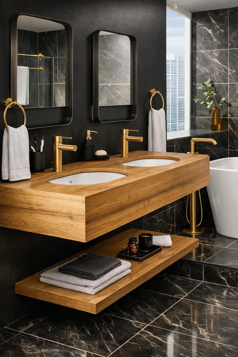 modern bathroom sink water delivery interface